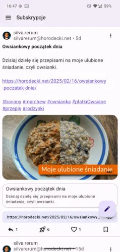 Ten sam ekran Raccoona, tylko z jasnym motywem. Biel i jasne fiolety.