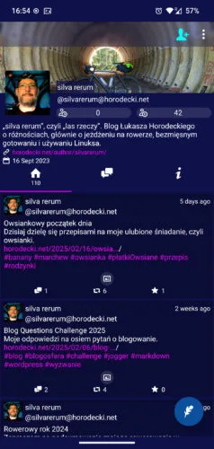 Profil tego bloga w Shitterze w tych samych, nieprzyjemnych kolorach. 